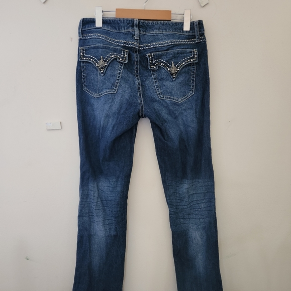 Rock 47 wrangler lowrise women's darkwash jeans - Picture 3 of 11